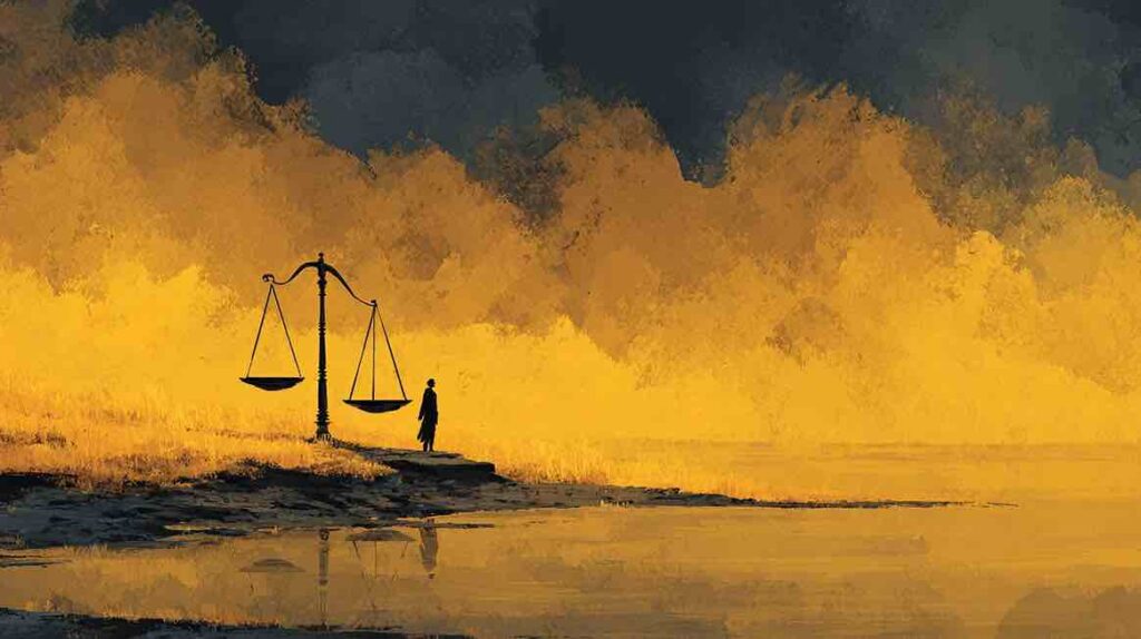 Illustration d'une figure ajustant sans fin une balance évoquant l'épuisement psychique du perfectionnisme