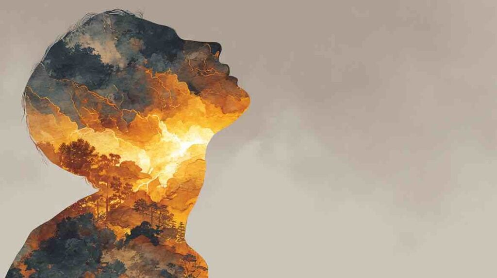 Illustration d'une silhouette avec zones de tension corporelle évoquant les symptômes physiques de l'anxiété chronique